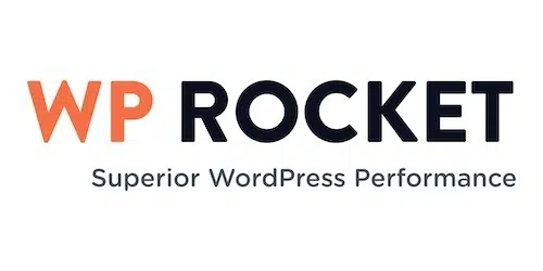 Logo de l'outil de mise en cache et de performances WP rocket.