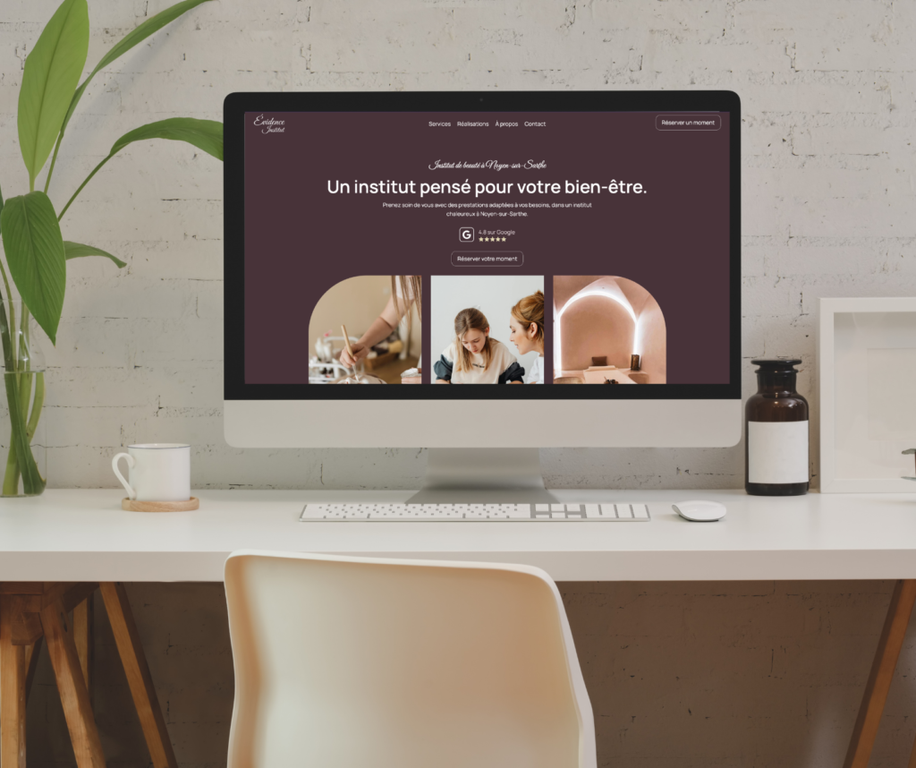 Mockup de la page d'accueil du site de démonstration Évidence Institut sur Ordinateur.