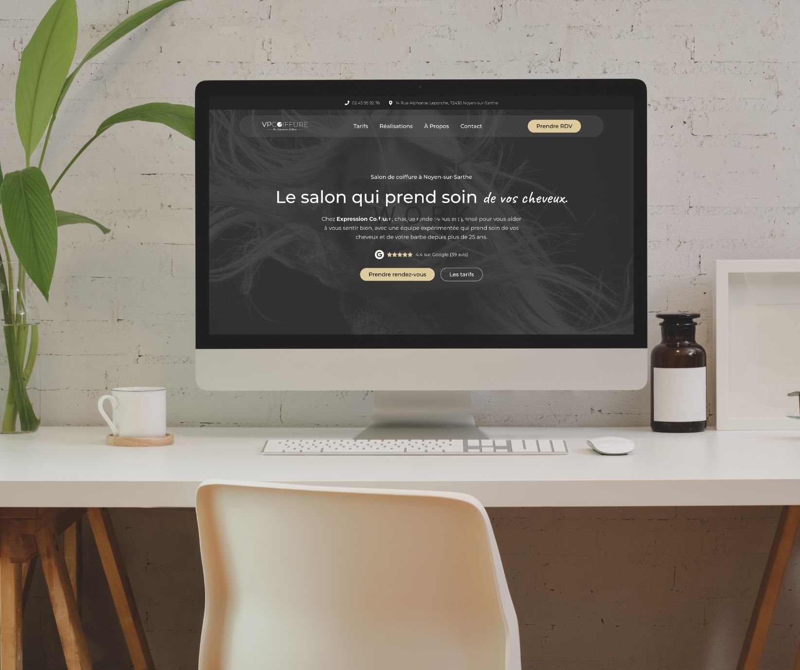 Mockup de la page d'accueil du site vpcoiffure.fr sur Ordinateur.
