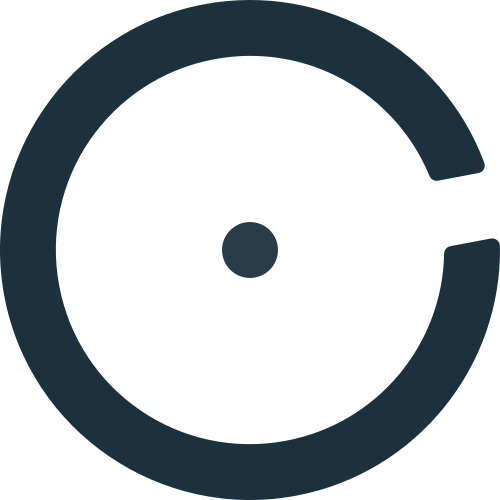 Pictogramme ÉvidenceWP bleu représentant un cercle ouvert avec un point central