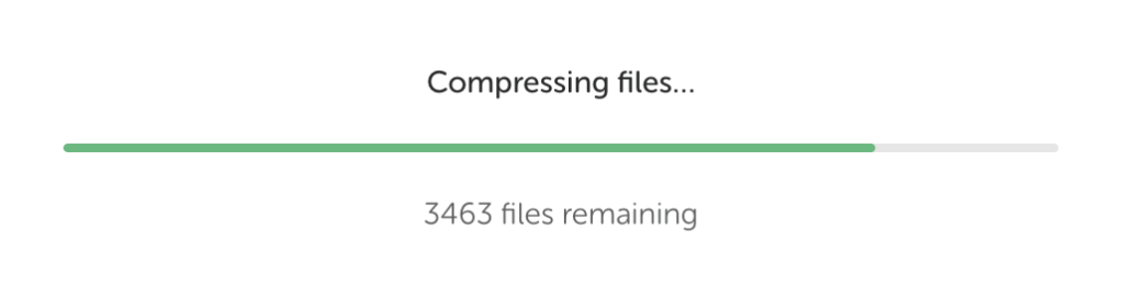 Barre de progression de la compression des fichiers lors de l'enregistrement d'un Blueprint sur Local.