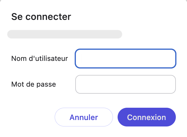 Formulaire "Se connecter" avec les champs "Nom d'utilisateur" et "Mot de passe" demandés à toute personne ouvrant le lien "Live Links".